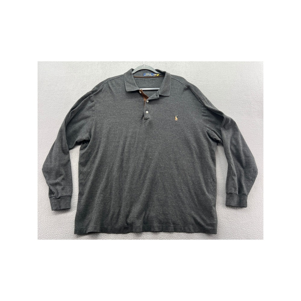 Polo Ralph Lauren Shirt Mens 2XB Long Sleeve Polo Charcoal Gray Heather Big Tall